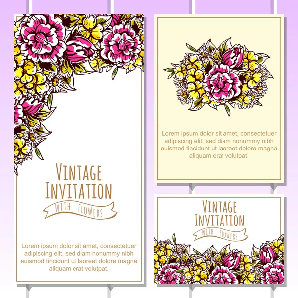 Invitation délicate avec des fleurs — Image vectorielle