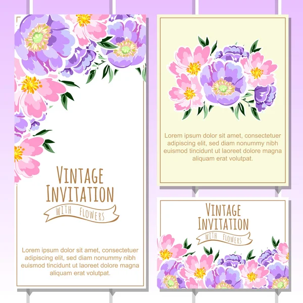 Invitation délicate avec des fleurs — Image vectorielle