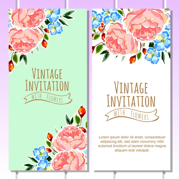 Invitation délicate avec des fleurs — Image vectorielle