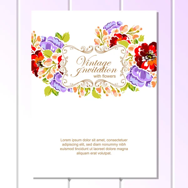 Delicate invitation with flowers — Stock Vector