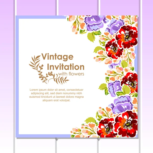 Invitation délicate avec des fleurs — Image vectorielle