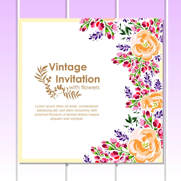 Delicate invitation with flowers — Stock Vector