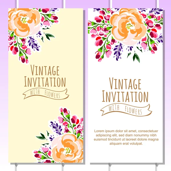 Invitation délicate avec des fleurs — Image vectorielle