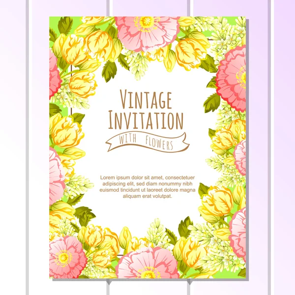 Delicate invitation with flowers Vector Graphics