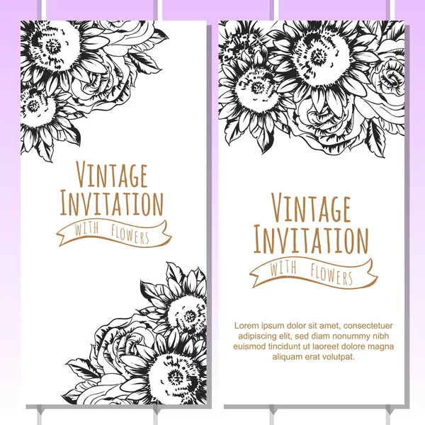 Delicate invitation with flowers — Stock Vector