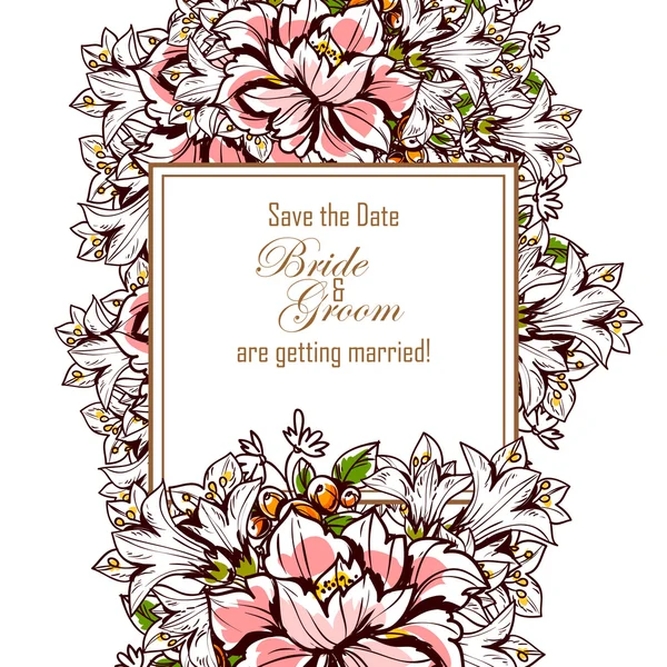 Delicate invitation with flowers — Stock Vector