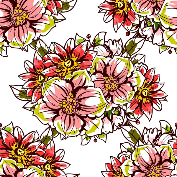 Bloemen naadloos patroon — Stockvector