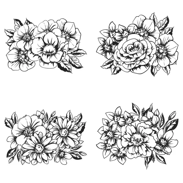 Conjunto de ramo de flores — Vector de stock