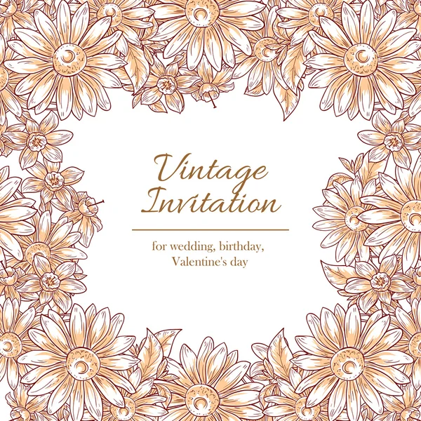 Delicate invitation with flowers — Stock Vector