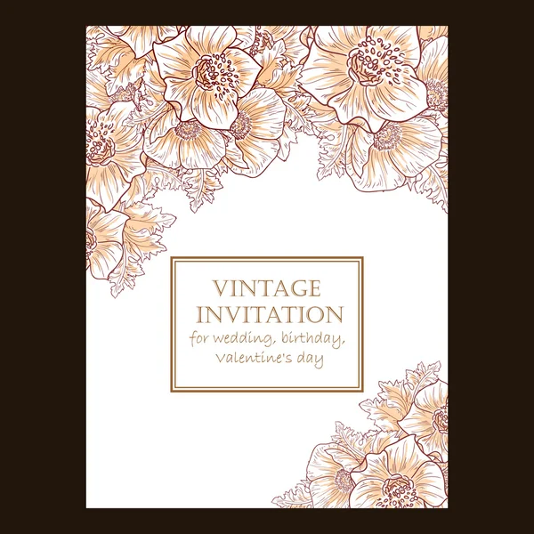 Invitation délicate avec des fleurs — Image vectorielle