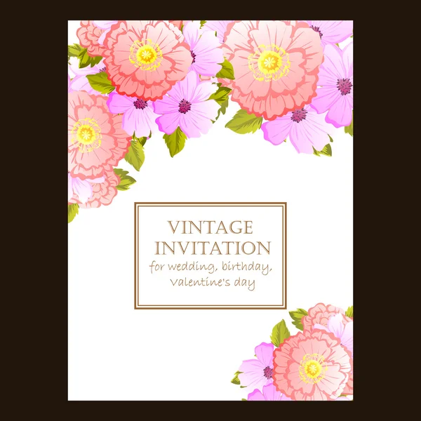 Invitation délicate avec des fleurs — Image vectorielle