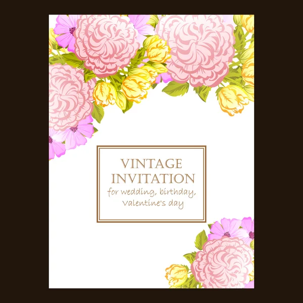 Invitation délicate avec des fleurs — Image vectorielle