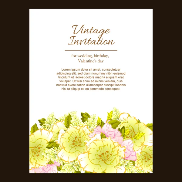 Invitation délicate avec des fleurs — Image vectorielle