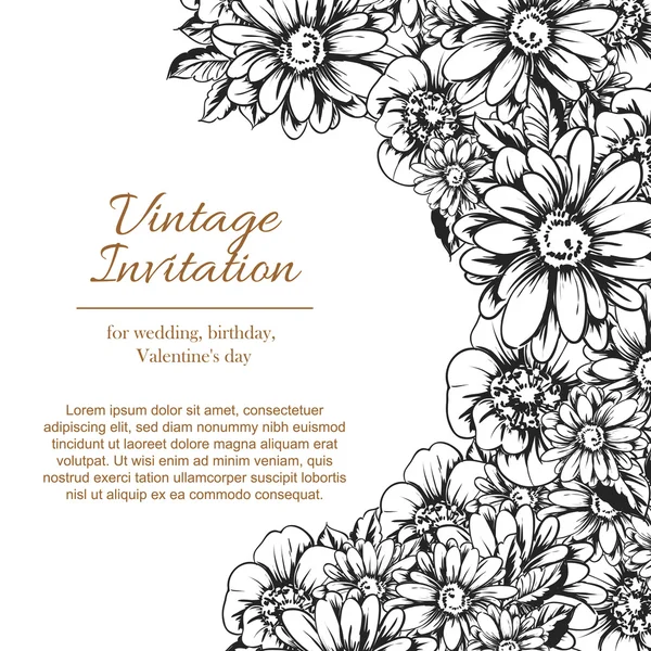 Delicate uitnodiging met bloemen — Stockvector