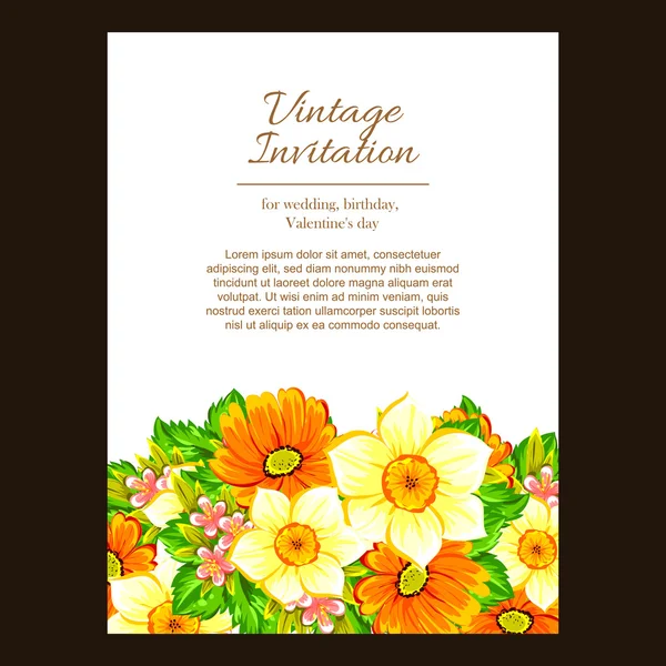 A virágok finom meghívás — Stock Vector