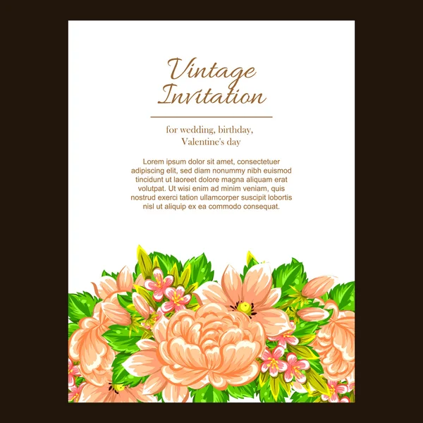 Delicate invitation with flowers — Stock Vector