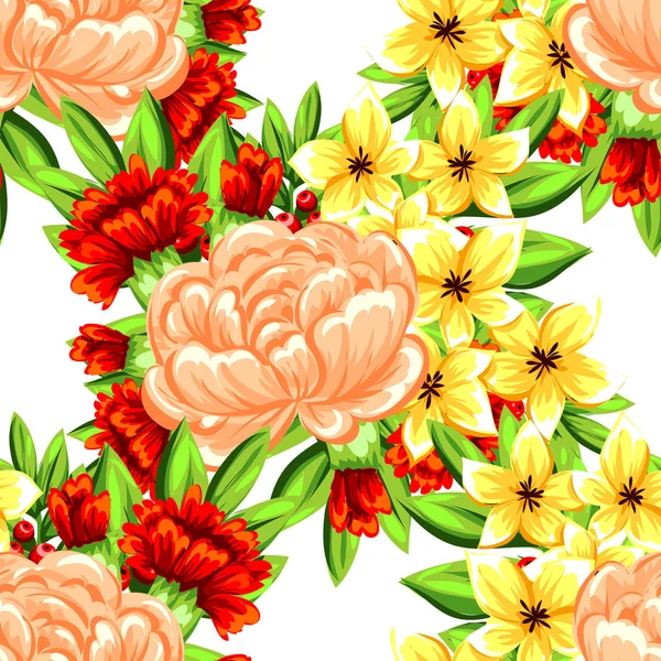 Bloemen naadloos patroon — Stockvector