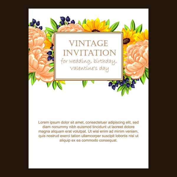 Delicate invitation with flowers — Stock Vector