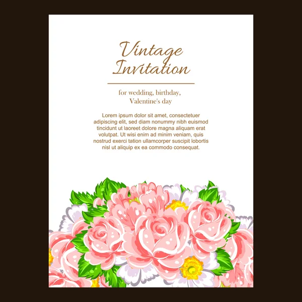 Invitation délicate avec des fleurs — Image vectorielle