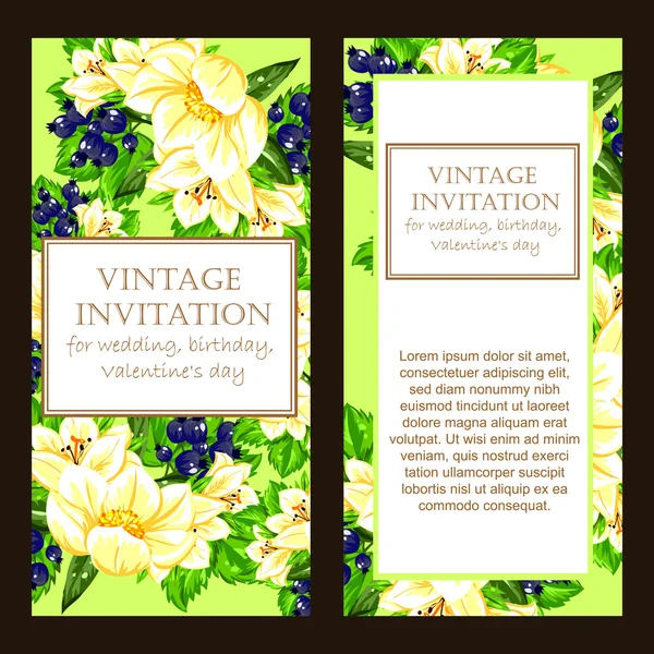 Delicate invitation with flowers Vector Graphics