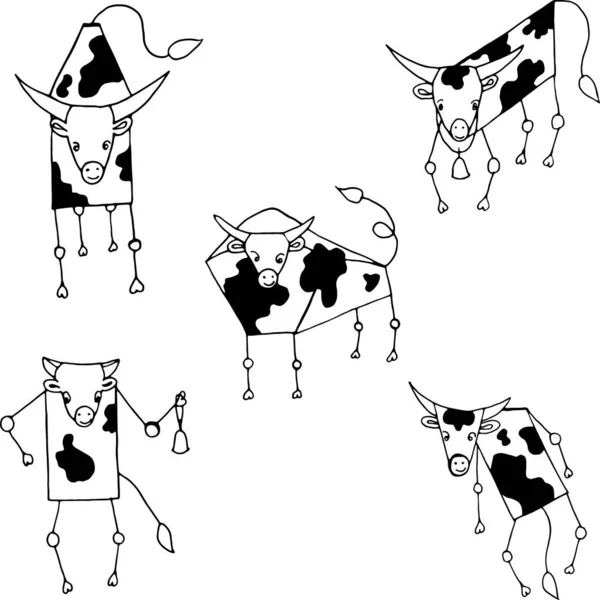 Funny Bulls Black Spots White Background — Stock Photo, Image