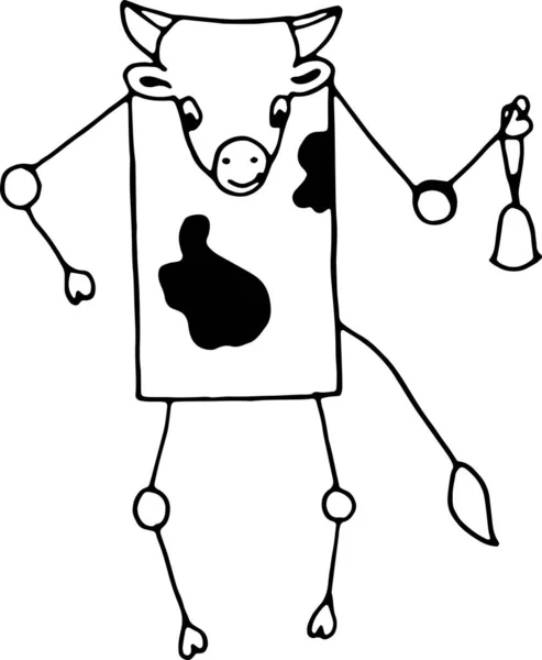 Vache Taches Noires Cloche Main — Image vectorielle