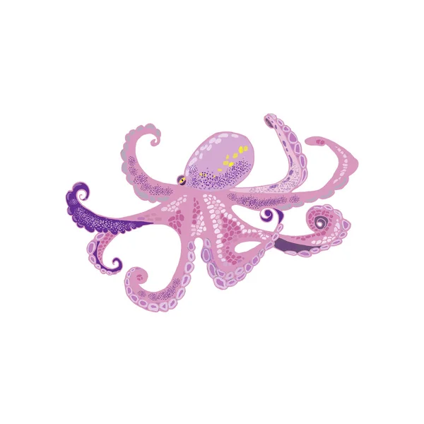 Octopus Ilustração Vector Bonito Polvo Rosa Sobre Fundo Branco Polvo —  Vetores de Stock