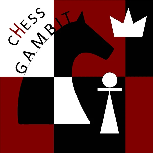 Komposition Med Riddare Och Kung Chess Gambit Svartvita Bönder Bakgrunden — Stock vektor