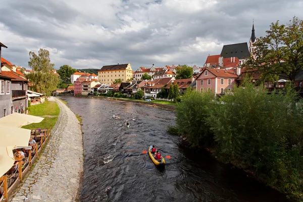 Coucher de soleil Moldau River, Cesky Krumlov — Photo