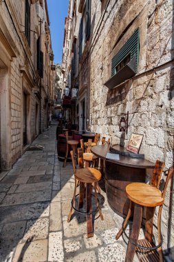 Tipik kafede Old Town, Dubrovnik, Hırvatistan