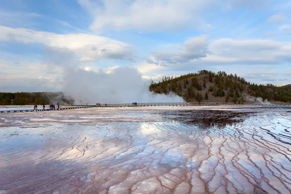 Sunset Grand Prismatic basin — Stock Photo, Image