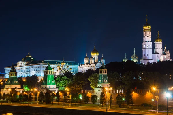 Paysage Urbain Nocturne Moscou Avec Vue Sur Kremlin Grand Clocher — Photo