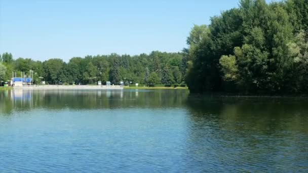 Blick Auf Den Stadtweiher Sommer Einem Sonnigen Tag — Stockvideo