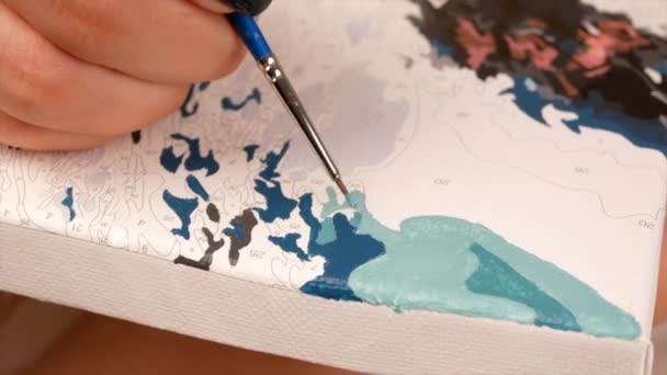 Fille Jeune Femme Peint Peinture Sur Toile Avec Des Chiffres — Video