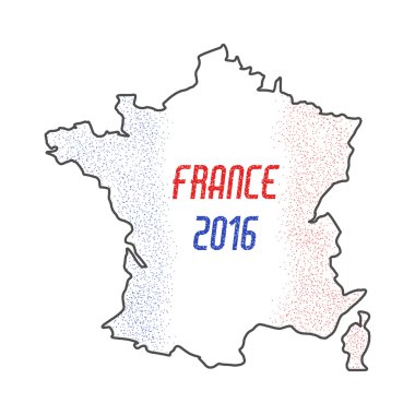 France euro championship 2016 abstract design. Football background. Isolated France map wih stipple retro effect. France tournament flag. Vector design