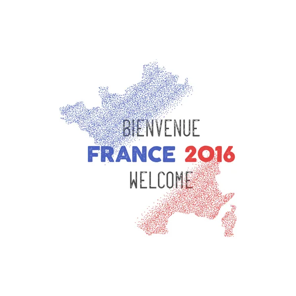 France euro championship 2016 abstract design. Football background. Isolated France map wih stipple retro effect. France tournament flag. Vector design — стоковий вектор