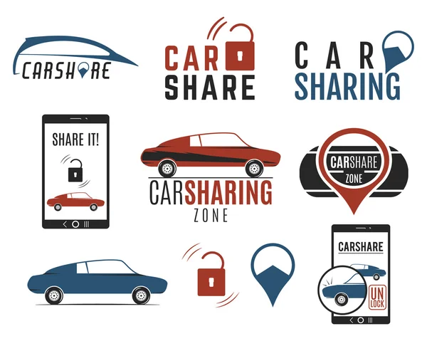 Car share logo designs set. — Stock Vector