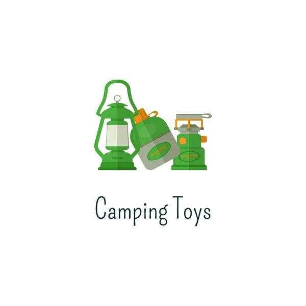 Camping toys flat icon. Toys isolated color pictogram. Toys for outdoors fun children. Adventure toys symbol for Vacation with family. Camp concept. Summer graphic for web infographics, print. Vector. — стоковый вектор