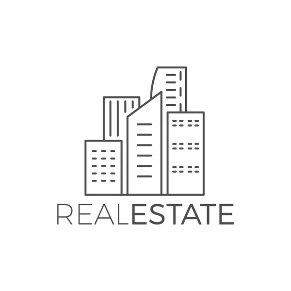 Vector modern house logo design, real estate icon suitable for info graphics, websites and print media. , flat , badge, label, clip art. Lineart style. Thin line . Monochrome — ストックベクタ