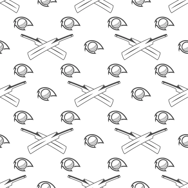 Cricket sport pattern. Retro background. Seamless of accessories - Bat ball symbols. Good for web projects, backdrop, tee design, t shirt etc. Vector — 스톡 벡터