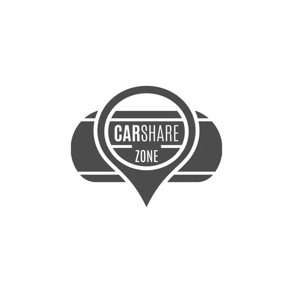 Car share logo design. Car Sharing vector concept. Collective usage of cars via web application. Carsharing icon, car rental element and road symbol. Use for webdesign or print. Monochrome design — Wektor stockowy