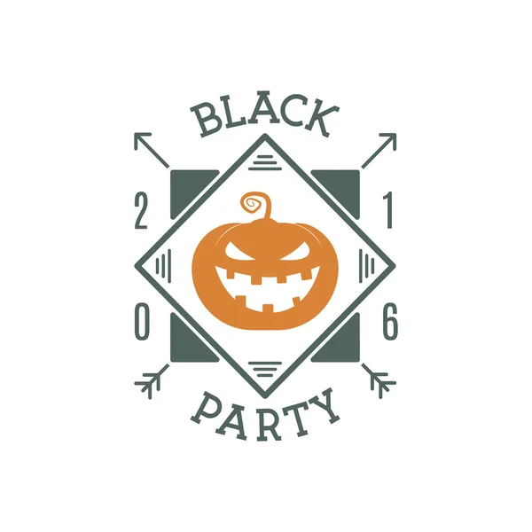 Happy Halloween 2016 zwart partij uitnodiging label. De insignes van de typografie voor viering vakantie. Retro badge, logo. Voor webprojecten, tee ontwerp, t shirt afdrukken en andere identiteit. Vectorillustratie. — Stockvector