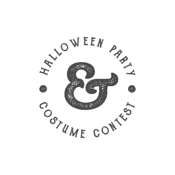 Happy Halloween 2016 vintage Party Label. Typography insignia for celebration holiday. Retro badge, logo. Use for web projects, tee design, t shirt print and other identity. Vector monochrome design. — Stok Vektör