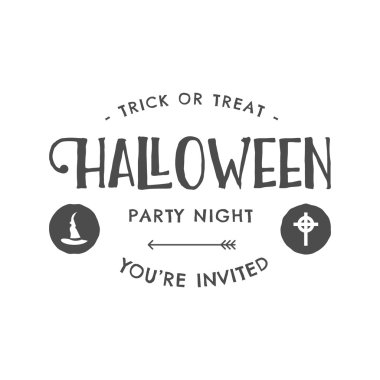 Halloween 2016 party invitation label templates with scary symbols - witch hat and typography elements. Use for party posters, flyers, invitations, t-shirt, tee design, apparel. Vector