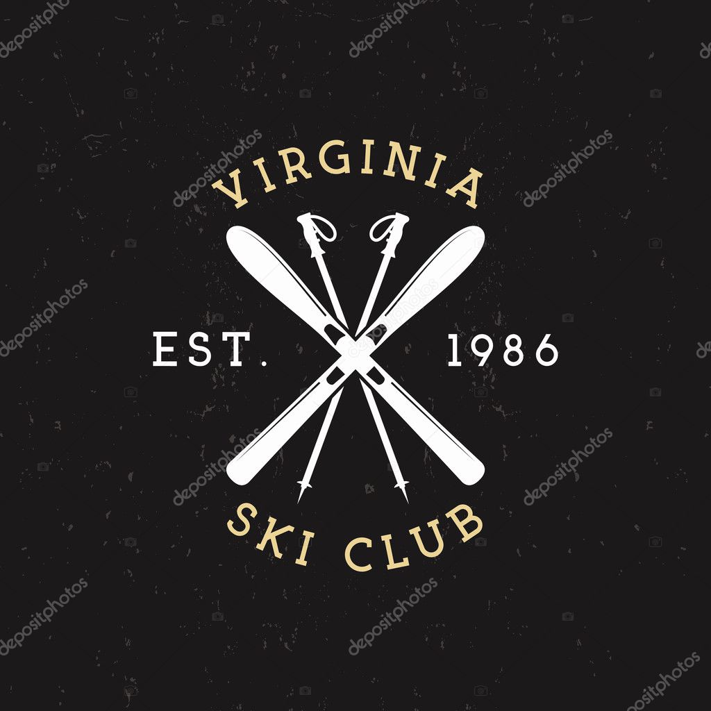 Winter Sports, Ski Club Label. Vintage Mountain winter camp explorer badge. Outdoor adventure logo design. Travel hand drawn and hipster insignia. Snowboard icon symbol. Wilderness. Vector design.