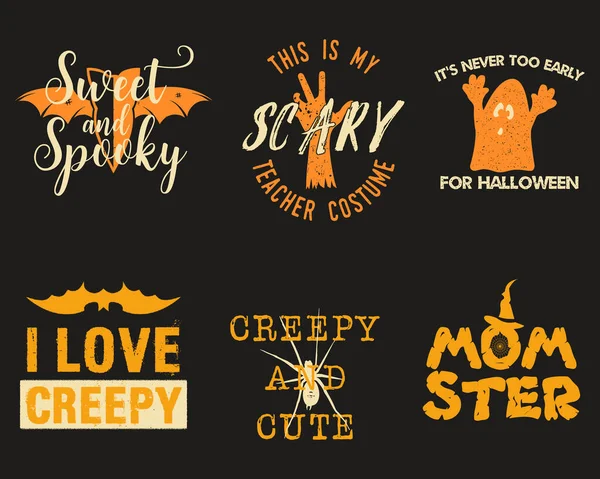 Halloween Grafické Tisky Tričko Kostýmy Dekorace Typografický Design Různými Uvozovkami — Stockový vektor