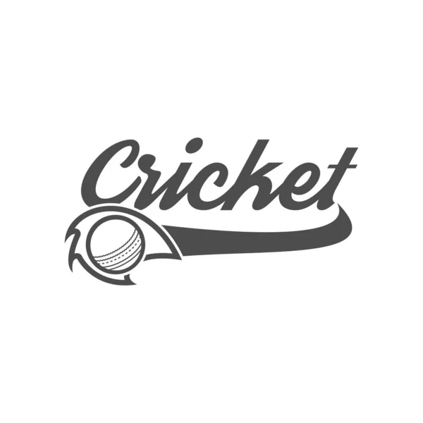 Emblème du club de cricket et éléments de design. logo de l'équipe. badge de tournoi. Symboles sportifs avec équipement, équipement. Utilisez pour le web, le tee-shirt ou l'impression sur t-shirt. Modèle de conception monochrome — Image vectorielle