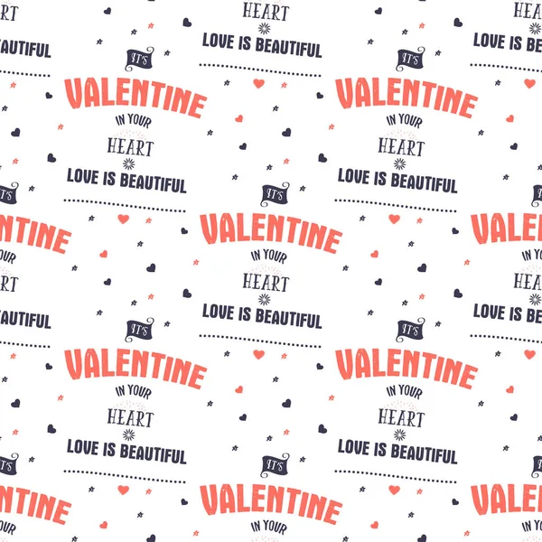 Padrão Dia Das Valeninas Dia Dos Namorados Tipografia Coração Citações — Vetor de Stock