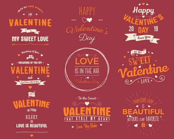 Sevgililer Günü Kart Koleksiyonu Tipografi Tatil Hatıra Defteri Hediye Kartı — Stok Vektör