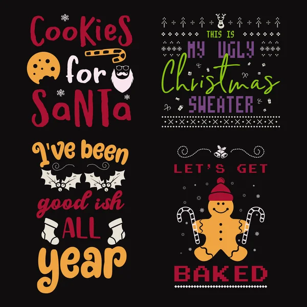 Graciosas Citas Caligrafía Navideña Diseños Tipográficos Coloridos Para Decoración Navidad — Vector de stock